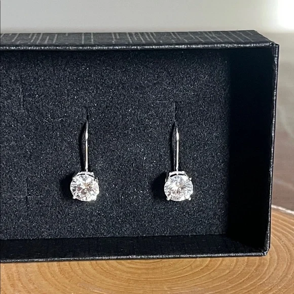 Moissanite 2 ct Silver 925 Crystal Drop Earrings